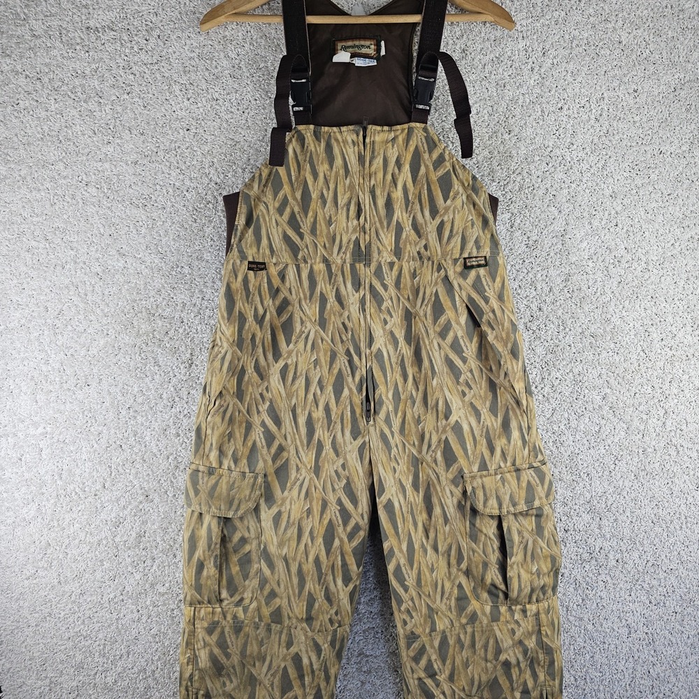 Vintage Remington Gore-Tex Reed Marsh Cattail Camo Insulated Bibs Sz M Made USA